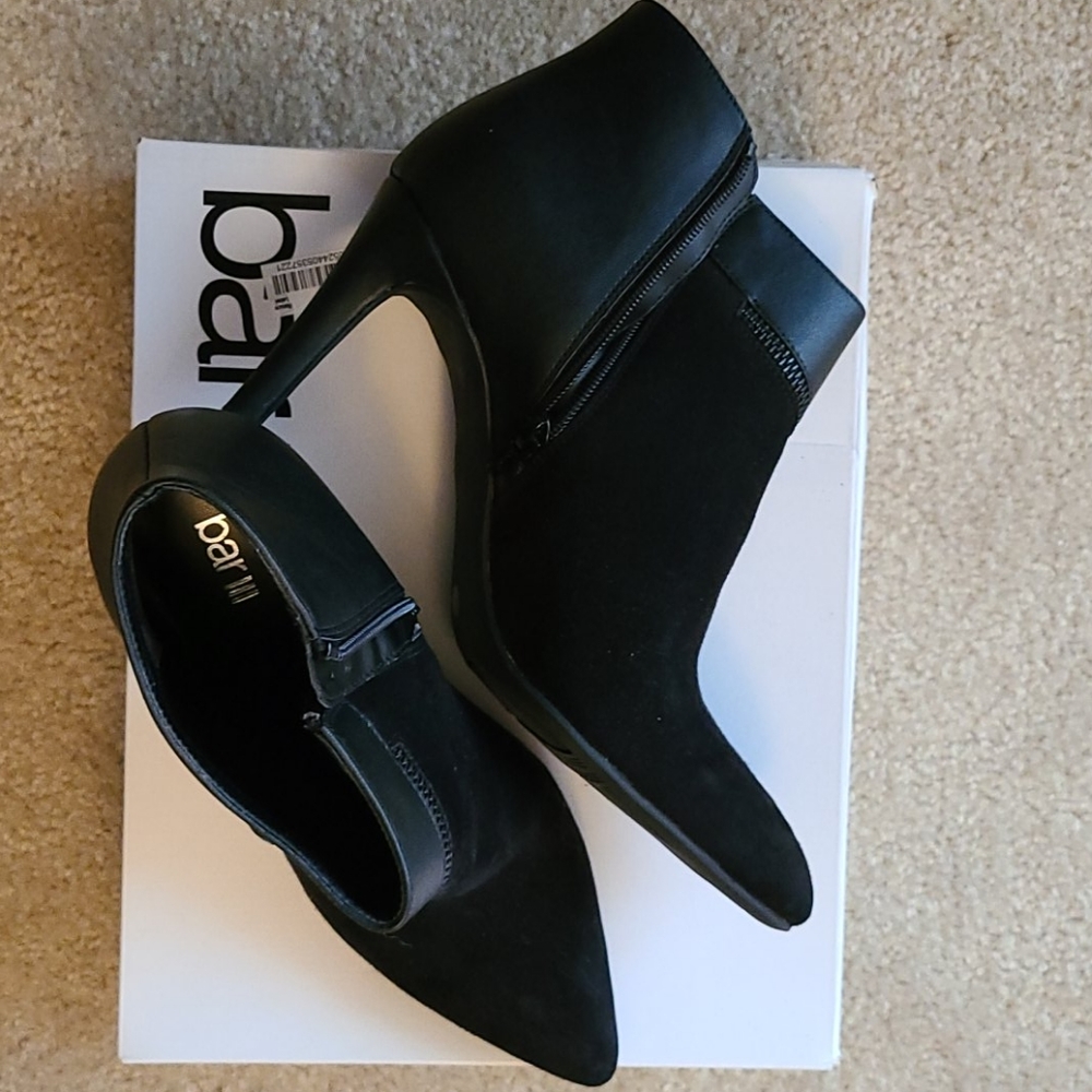 Ankle boots, mixed suede and leather, faux zipper